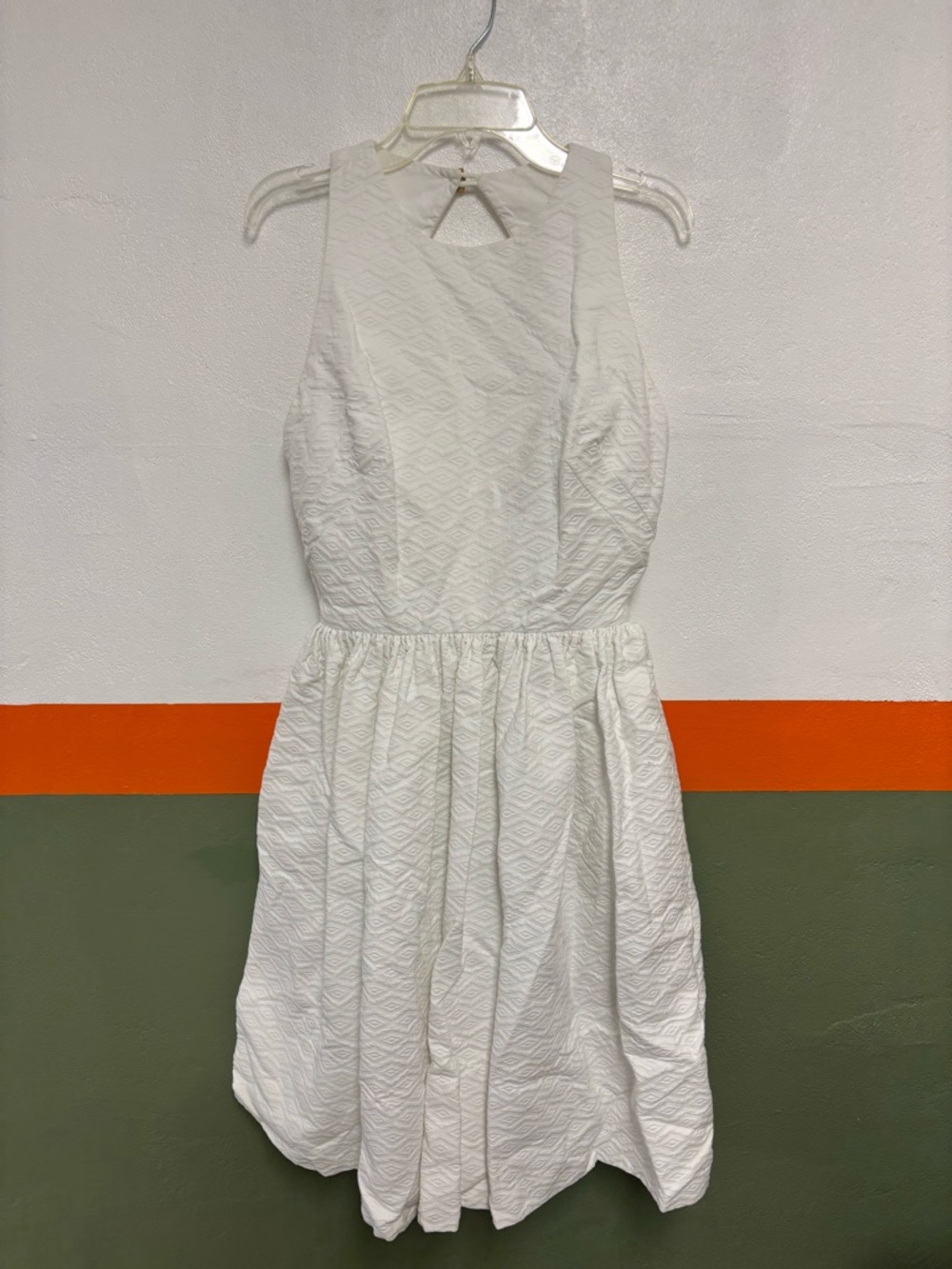 Vintage White Textured Sleeveless Fit & Flare Dress